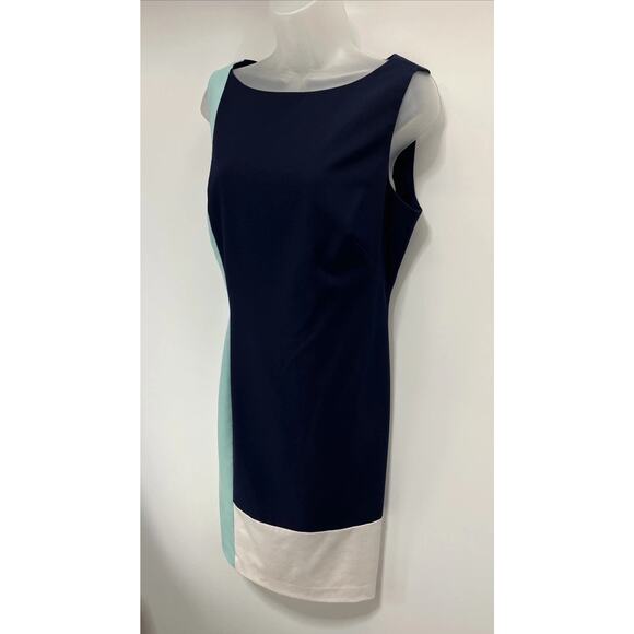 LAUREN RALPH LAUREN Sleeveless Color Block Shift Dress Women's 12 Lined Zipper - Picture 3 of 8